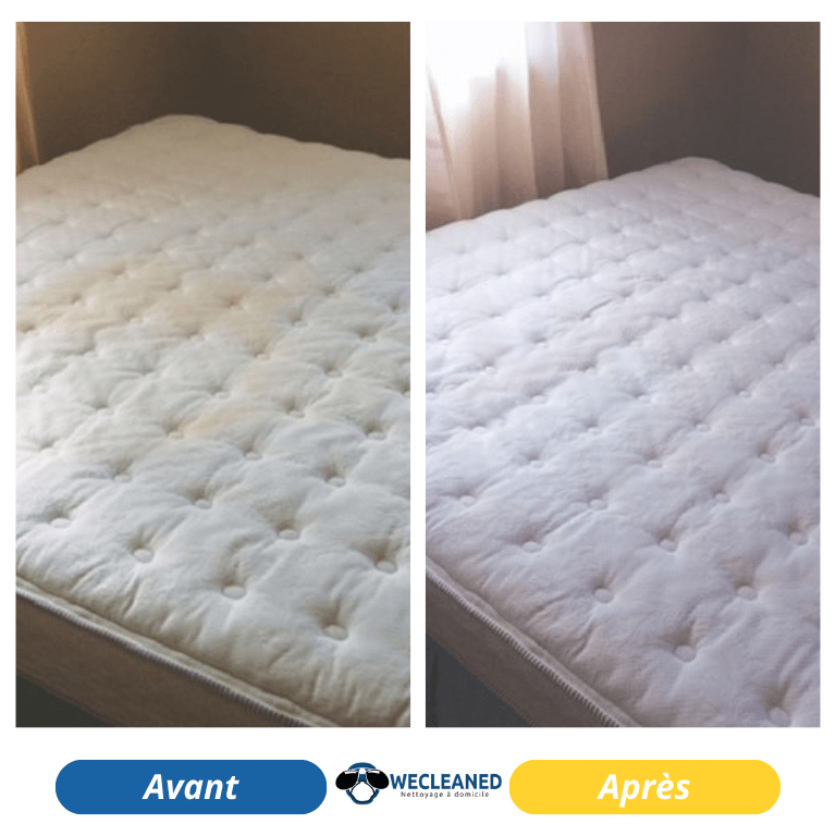 Nettoyage matelas avant-après